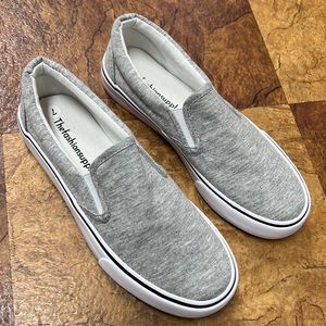 Gray slip on sneakers